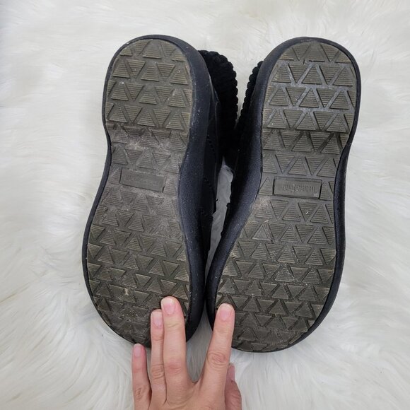 ❤️Manathan Black Leather Womens Ankle Booties Round Toe Loop Straps Size 7 Boot - Picture 4 of 6